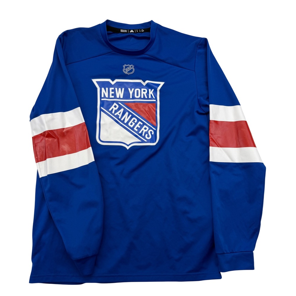New York Rangers Adidas Shirt Mens S Blue 303TA17 Climalite Long Sleeve Training